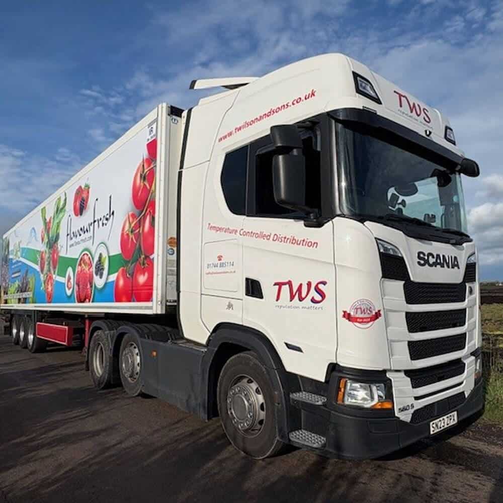 TWS Transport new trailer wrap with Len Wright Salads and Flavourfresh branding